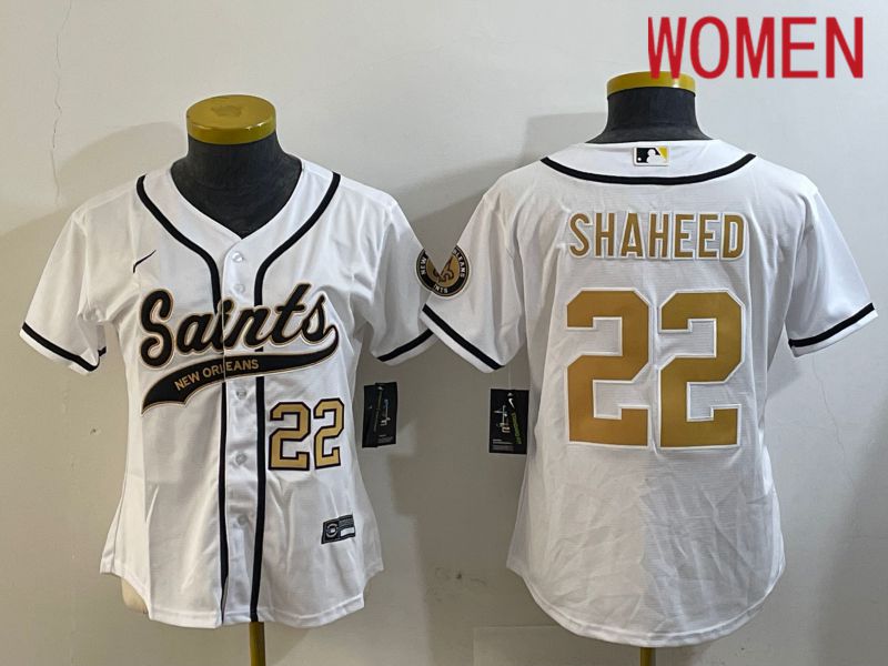 Women New Orleans Saints #22 Shaheed White Joint Name 2024 Nike Limited NFL Jersey style 2